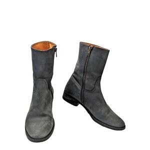 J. Crew, side zip, heeled ankle boot, size 7, dark grey leather